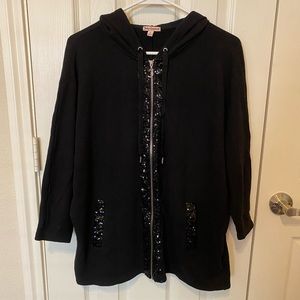 Juicy Couture black batwing sequin zip-up hoodie